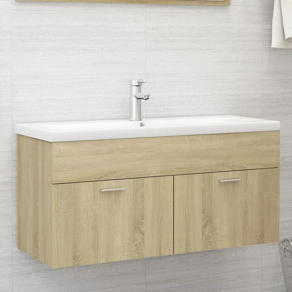 Mobile bagno con lavabo integrato rovere sonoma in truciolato