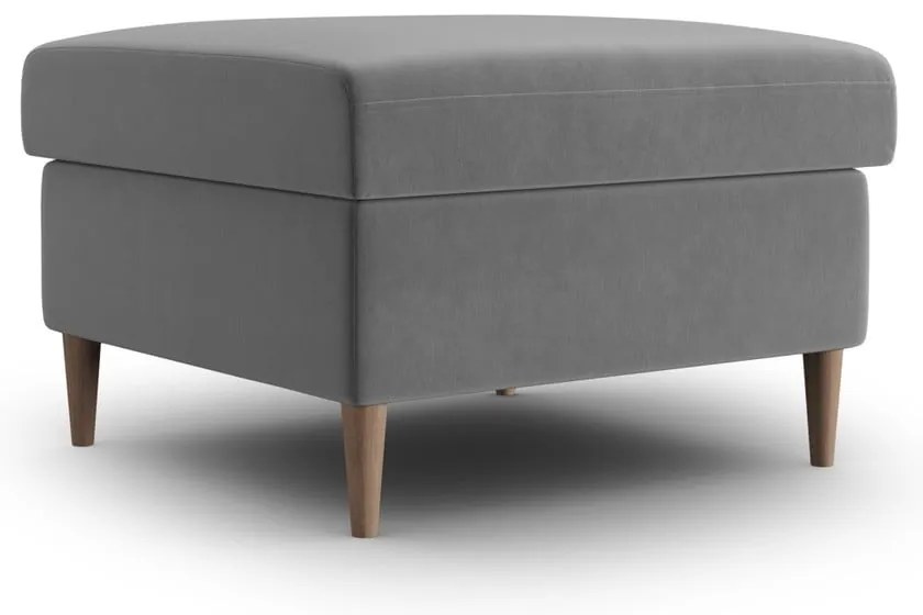 Poggiapiedi grigio chiaro con rivestimento in velluto Kyoto – Cosmopolitan Design
