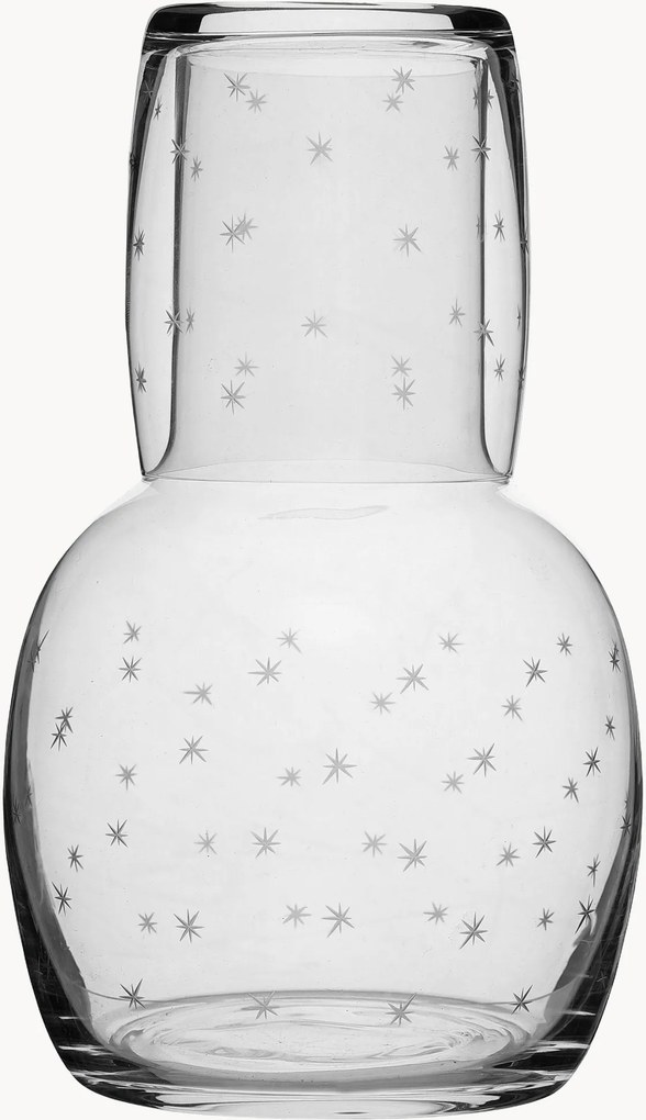 Caraffa e bicchiere in cristallo soffiato Stars