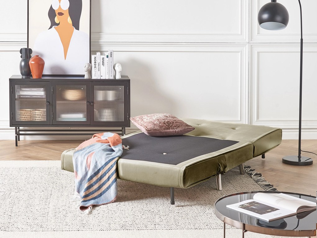 Divano letto singolo velluto verde oliva FARRIS Beliani