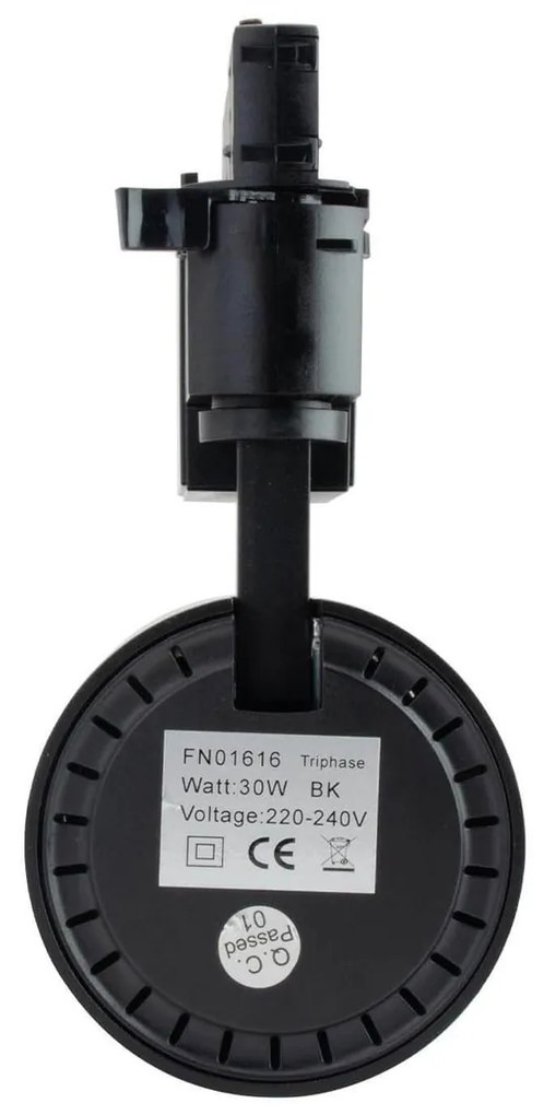 Faro LED 30W Trifase Nero 60° 120lm/W CRI92 no Flickering - BRIDGELUX LED Colore Bianco Caldo 2.700K