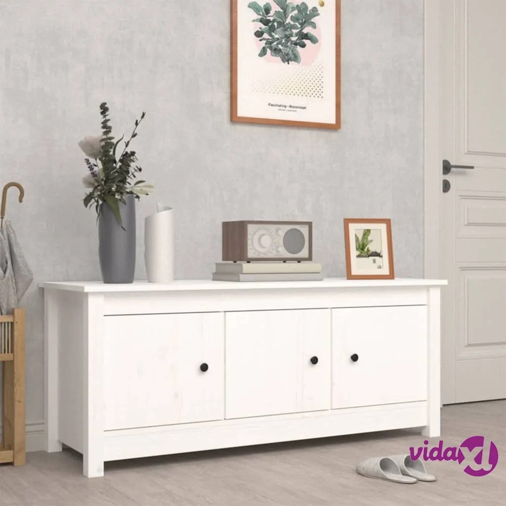 vidaXL Scarpiera Bianca 110x38x45,5 cm in Legno Massello di Pino
