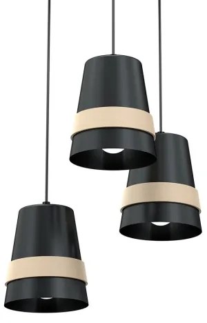 Lampadario a sospensione con filo VENEZIA 3xE27/60W/230V nero