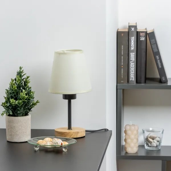 Brilagi - Lampada da tavolo NUBILA WOOD 1xE27/25W/230V quercia/color crema