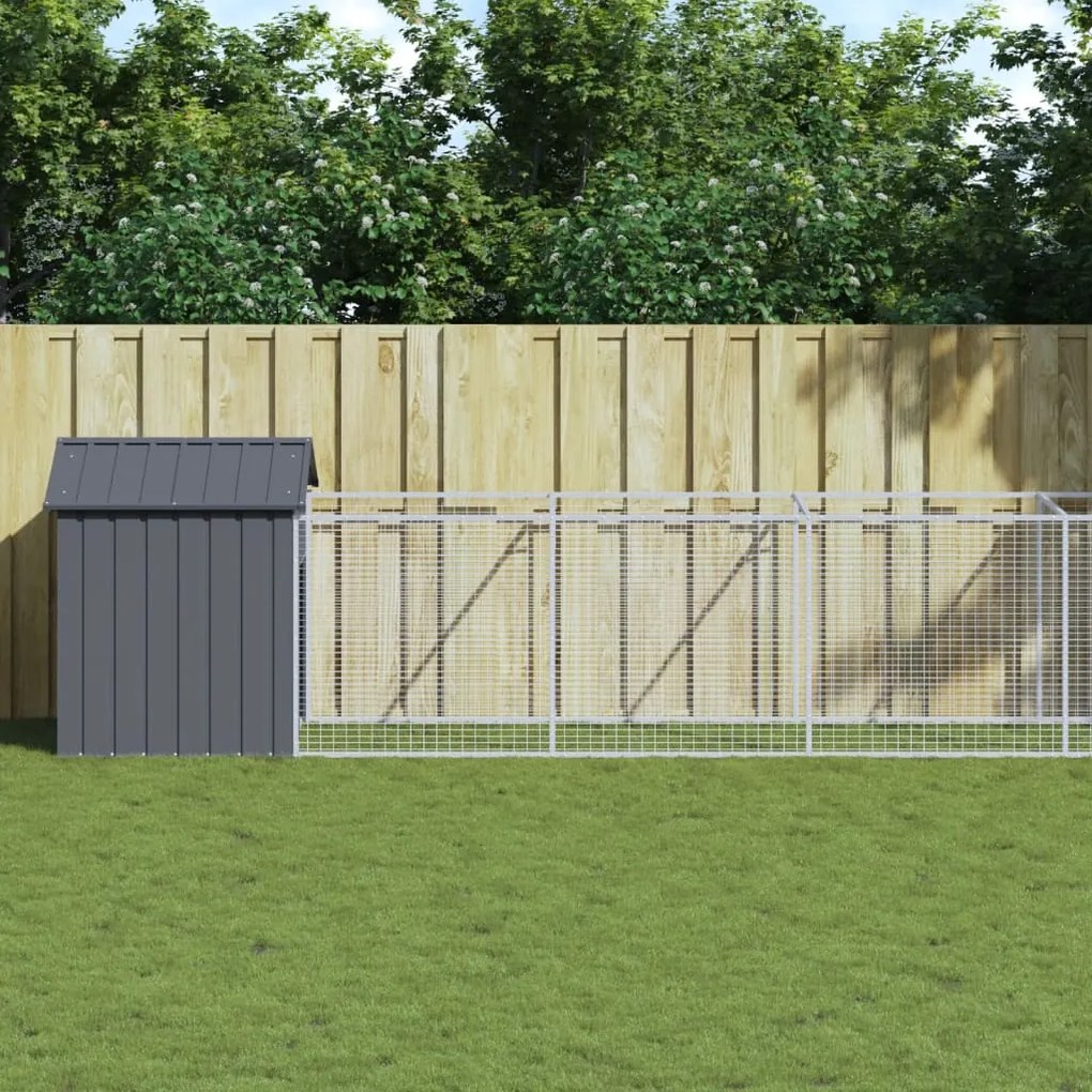 Casetta Cani Con Tetto Antracite 117x609x123 Cm Acciaio Zincato /