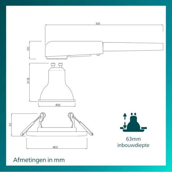 Philips - Faretto da incasso PERIDOT 1xGU10/7W/230V bianco
