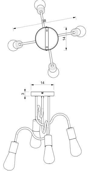 Lampadario a plafone DOW 4xE27/60W/230V nero/oro