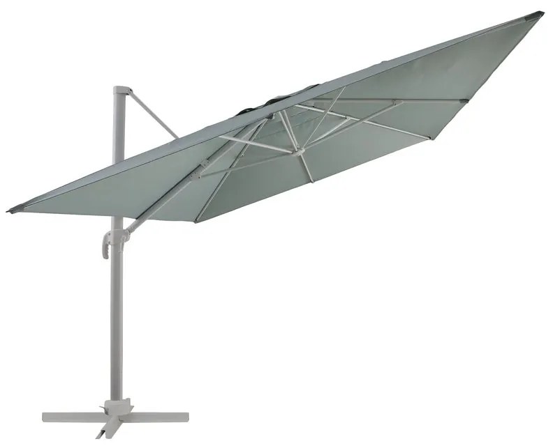 Ombrellone decentrato grigio AURA NATERIAL L 293 x 386 cm con telo verde