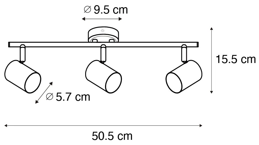 Faretto moderno nero con legno orientabile 3 luci - Jeana