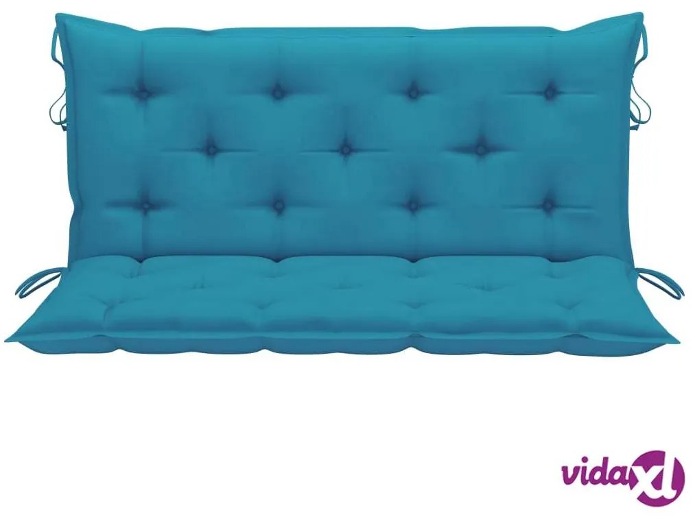 vidaXL Panca a Dondolo con Cuscino Azzurro 120 cm in Massello di Teak
