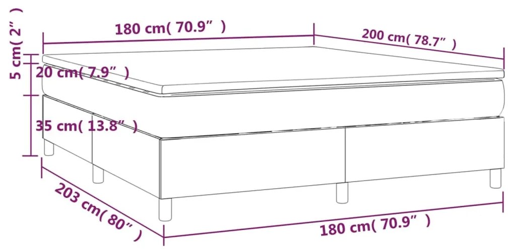 Giroletto a Molle con Materasso Grgio 180x200 cm in Similpelle