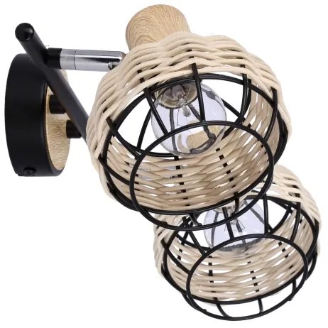 Faretto TAJGA 2xE14/40W/230V rattan/nero