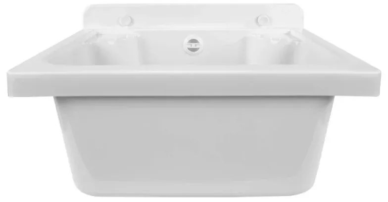 Lavatoio a muro 42x34 cm in resina bianca completo di kit di scarico