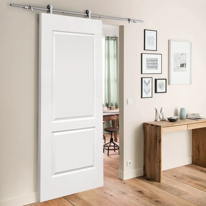 Porta scorrevole Miami in inox bianco, L 93 x H 215 cm, con binario Toledo Reversibile