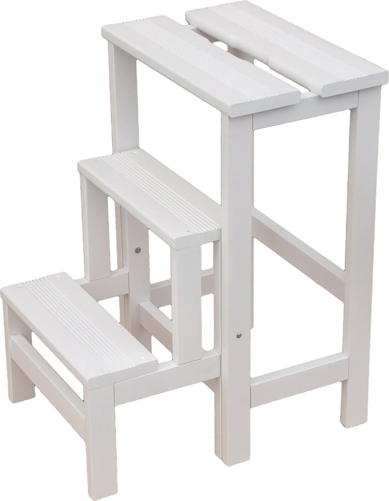 Sgabello Scaletta 60x40x46 cm in Legno Bianco...