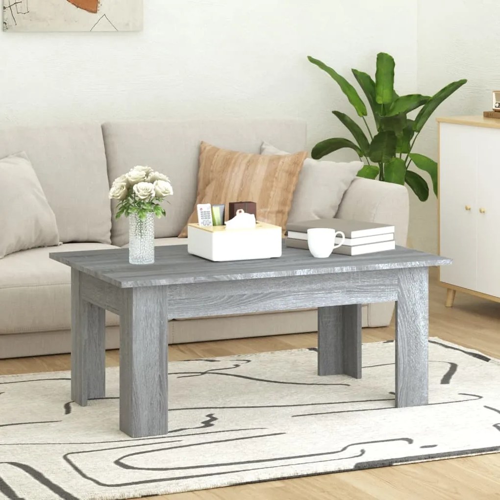 Tavolino da salotto grigio sonoma 100x60x42cm legno multistrato