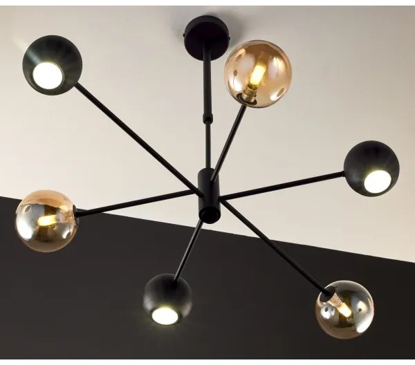 Jupiter 1993 - Lampadario a sospensione con supporto rigido MOKA 3xGU10/10W/230V + 3xG9/10W/230V nero/beige