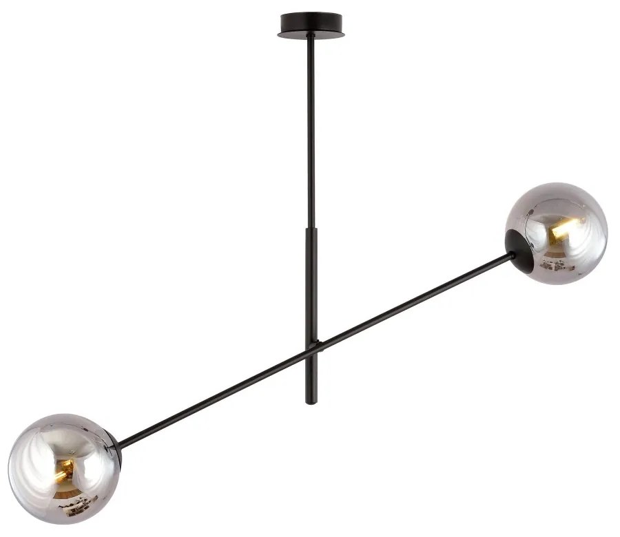 Lampadario da Soffitto in Acciaio e Vetro LINEAR 2 Nero 2xE14 Colore delle Sfere Grafite
