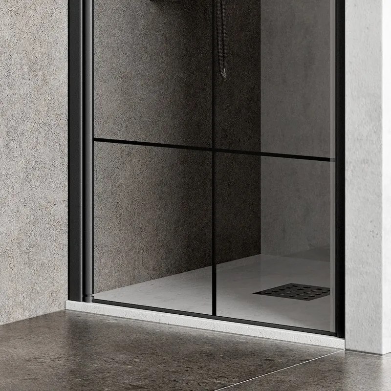Nicchia doccia battente 90 cm telaio nero e serigrafia nera NICO-B3000 - KAMALU