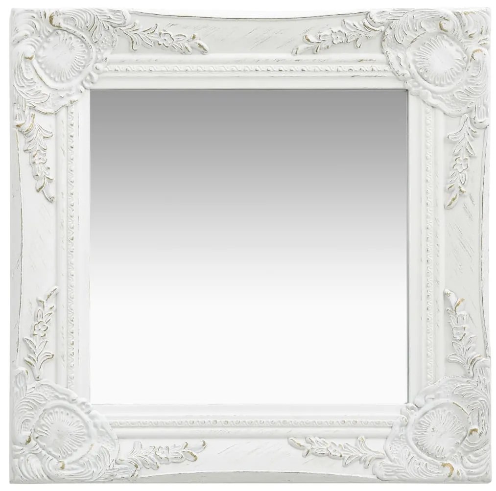 Specchio Da Parete Stile Barocco 40x40 Cm Bianco /