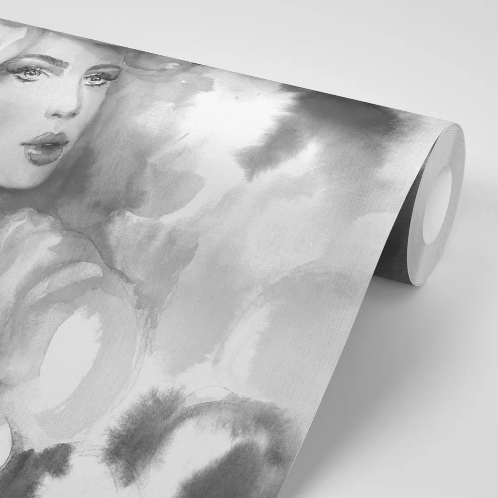 Carta da parati – Fascino femminile in bianco e nero