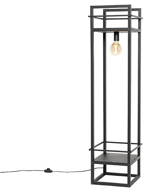 Lampada da terra industriale nera - Cage Rack