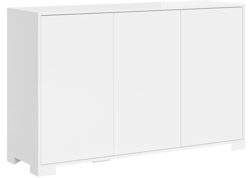 Madia e Porta TV Lumina con ante in bianco lucido e cashmere, Bianco Lucido / Porta TV 4 ante