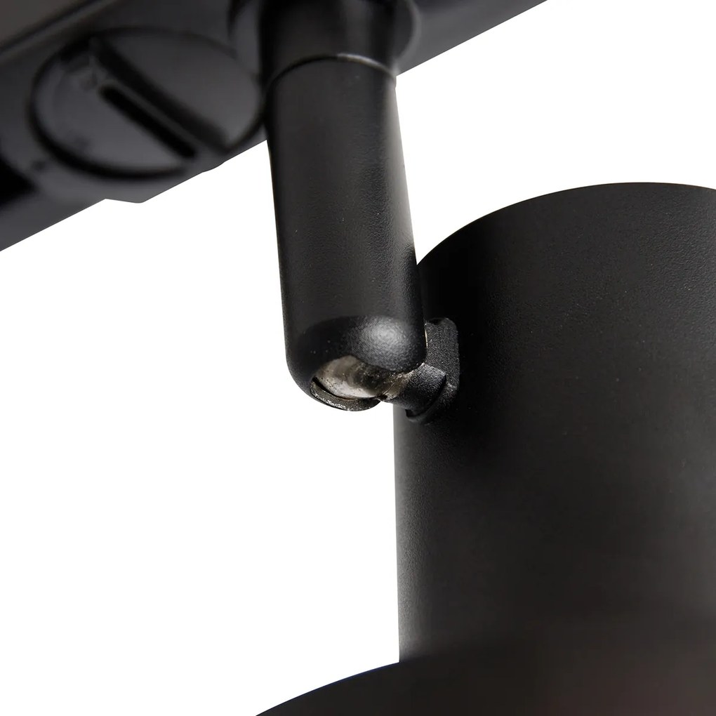 Sistema di illuminazione su binario moderno con 4 faretti neri monofase 200 cm - Iconic Jeany