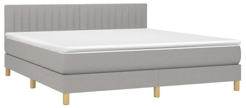 Letto a molle materasso e led grigio chiaro 160x200 cm tessuto