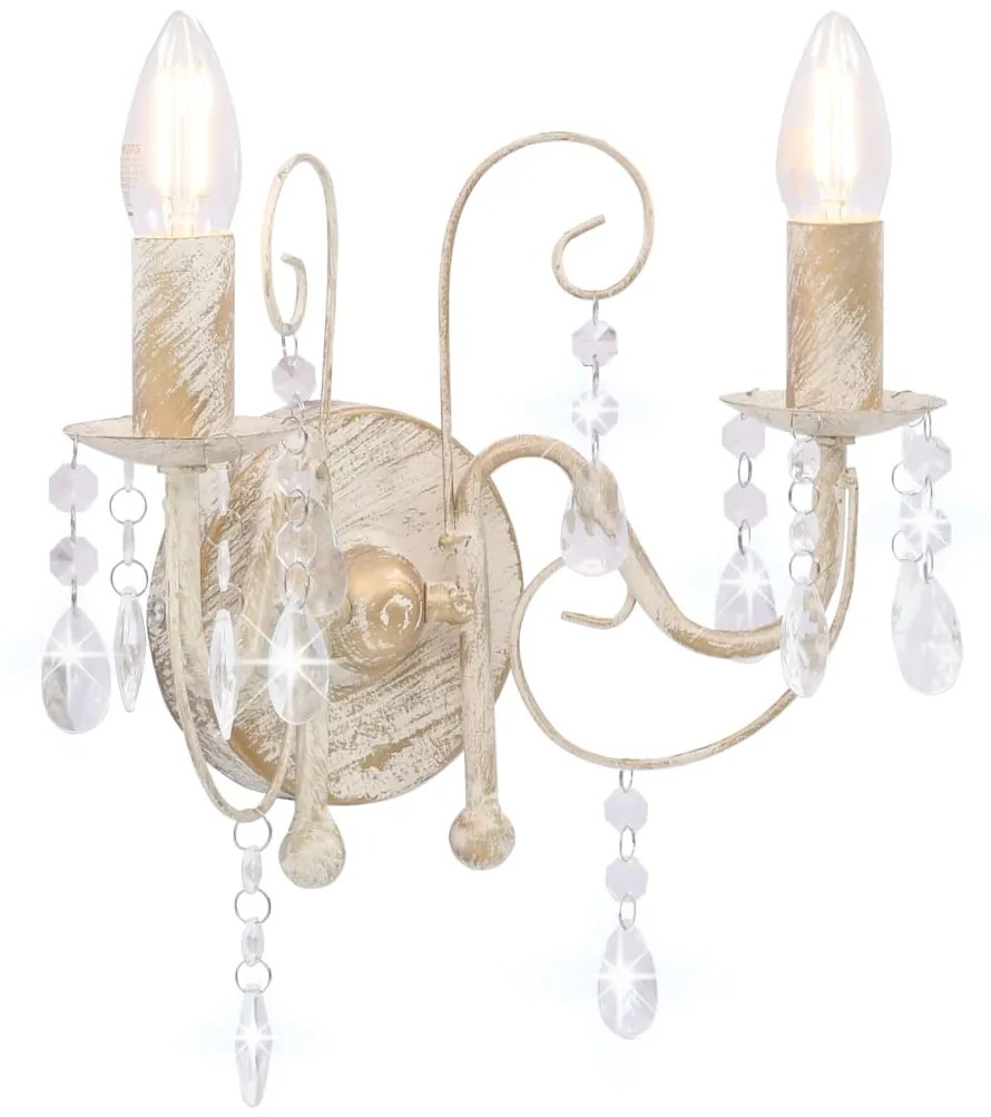 Lampada Da Muro Con Perle Bianca Per 2 Lampadine E14 /