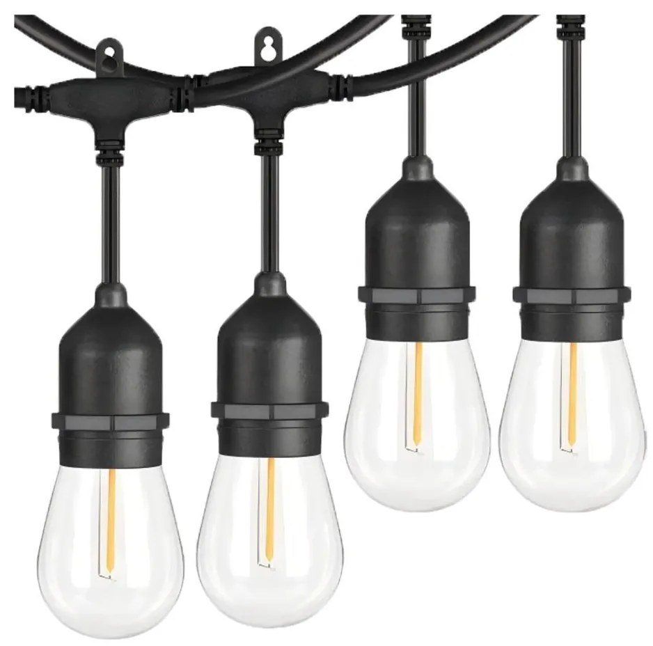 Catena decorativa LED esterna 20xE27/1W/230V 20 m IP65 nero