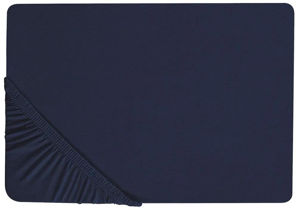 Lenzuolo con angoli cotone blu marino 180 x 200 cm HOFUF Beliani