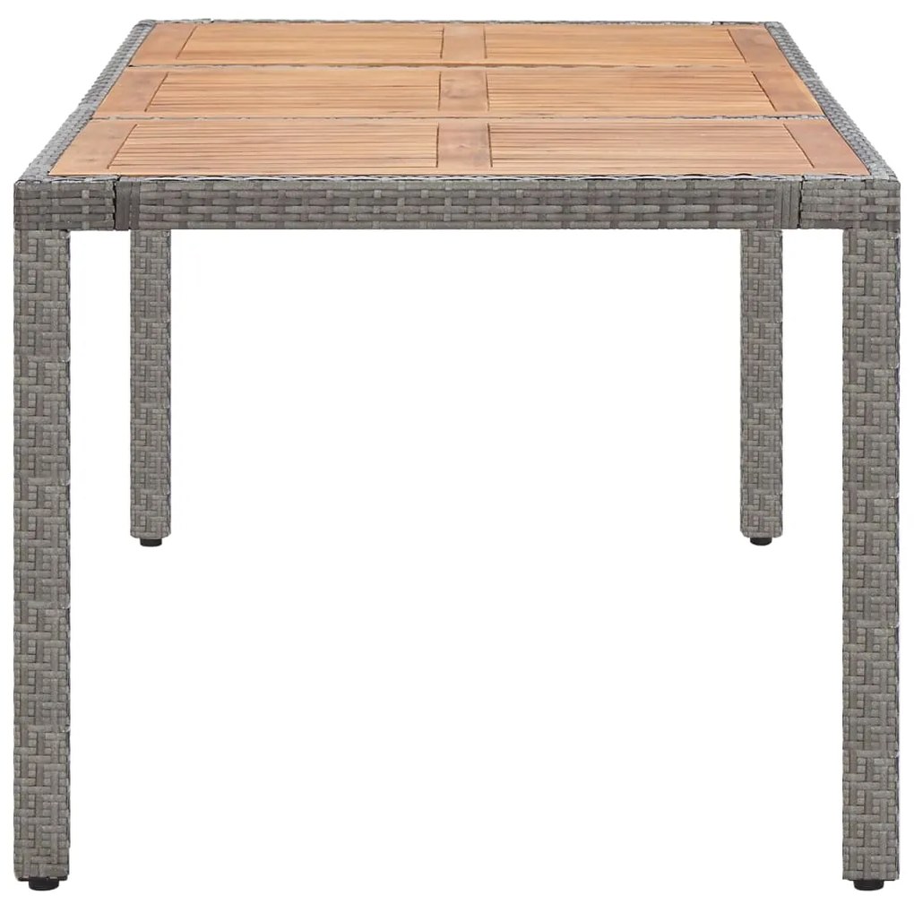 Tavolo giardino grigio 190x90x75cm polyrattan massello d&#039;acacia