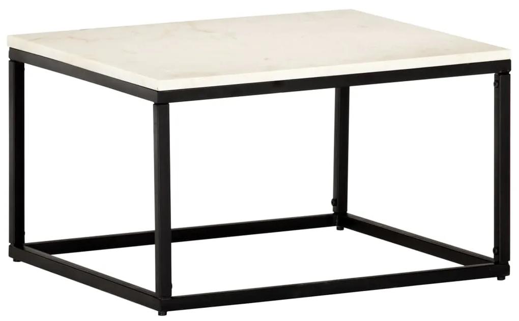 Tavolino da Caffè Bianco 60x60x35 cm Pietra Vera Testura Marmo