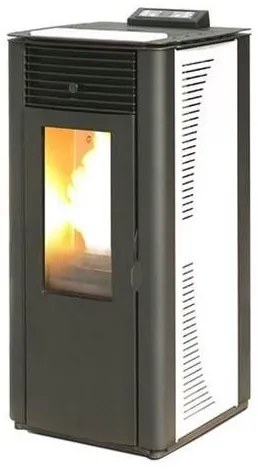 Termostufa a pellet con ventilazione frontale 14.8 kW King 14 Idro bianca