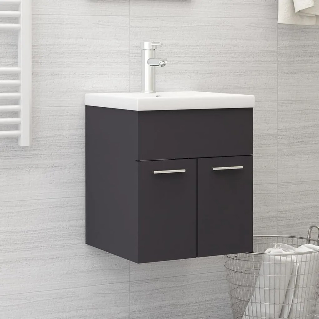 Mobile da bagno con lavabo integrato grigio in truciolato