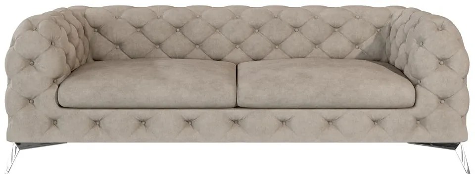 Divano greige con rivestimento in velluto 225 cm Chelsea – Ropez