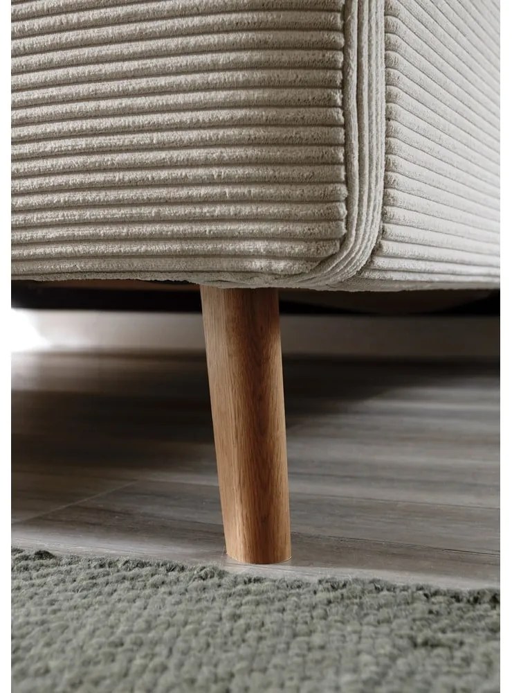 Letto matrimoniale imbottito beige con contenitore con rete inclusa 140x200 cm Mattis Cord – Meise Möbel