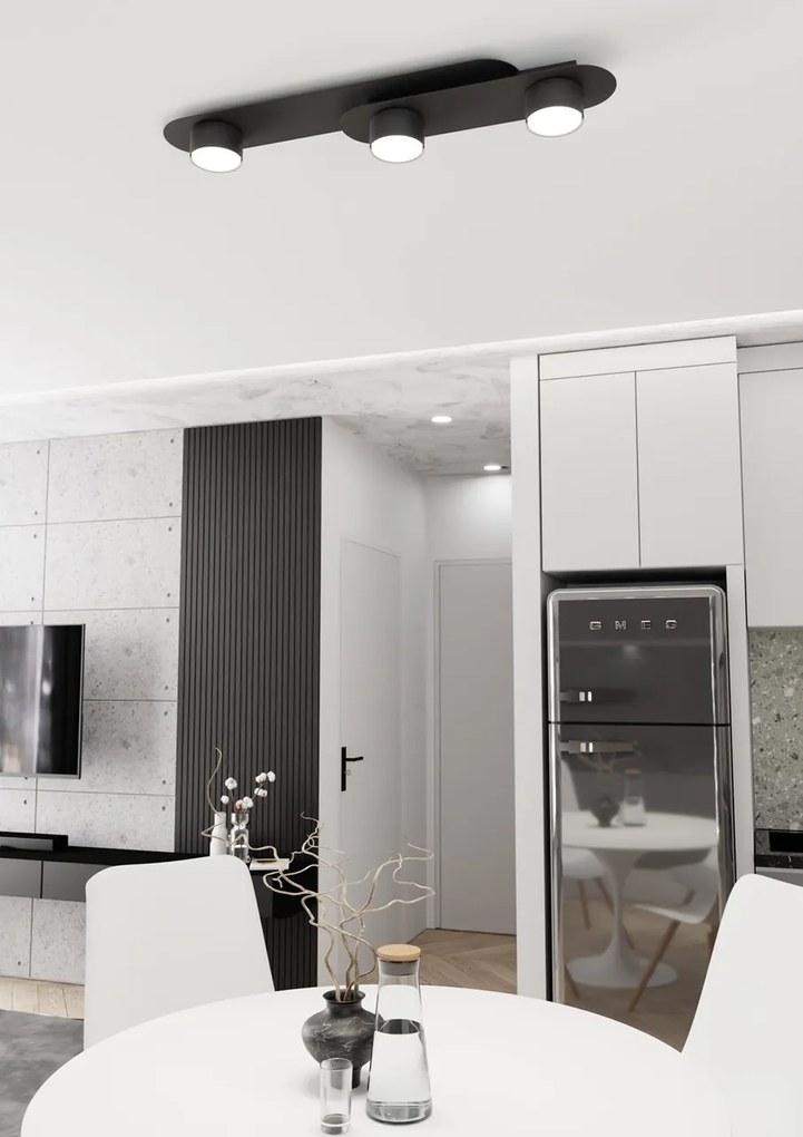 Lampada da soffitto in acciaio STILO 3 nera da interno 3xGX53