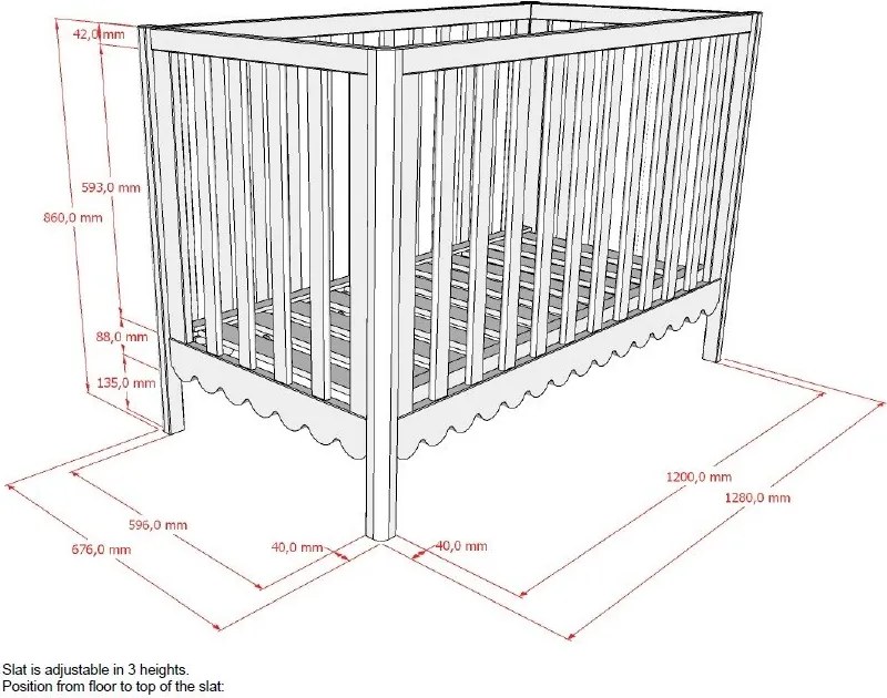 Lettino beige in pino massiccio con altezza regolabile 60x120 cm Swingo – Vipack