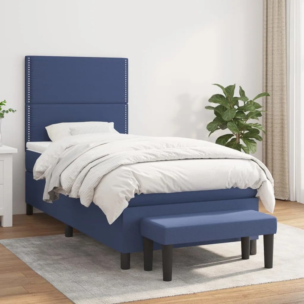 Giroletto A Molle Con Materasso Blu 100x200 Cm İn Tessuto /