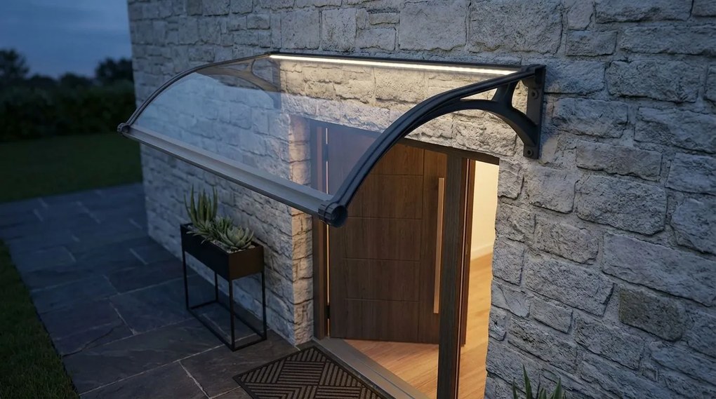 LEDDY - pensilina porta ingresso in policarbonato fotovoltaica con led