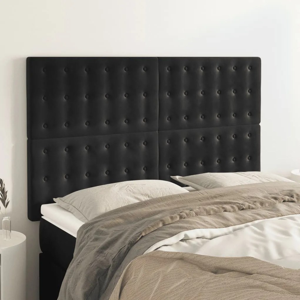 Testiere 4 Pz Nere 72x5x78/88 Cm İn Velluto /