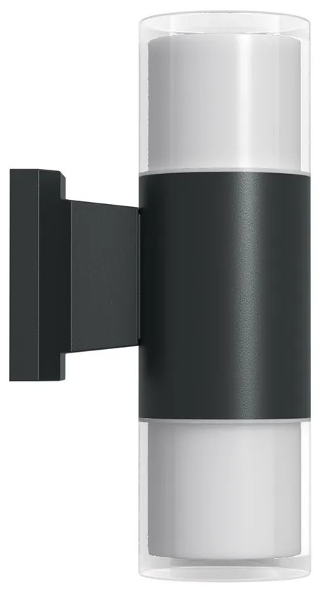Applique Cilindrica Bidirezionale Nera IP54 con 2 basi GU10