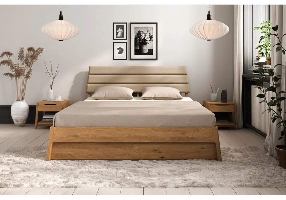 Letto matrimoniale in legno di quercia di colore naturale 160x200 cm Twig - The Beds