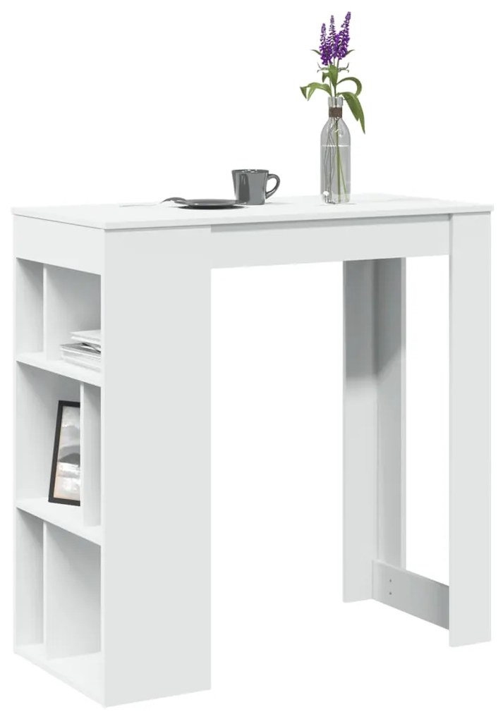 Tavolo Bar Con Rastrelliera Bianco 102x50x103,5 Cm Multistrato /
