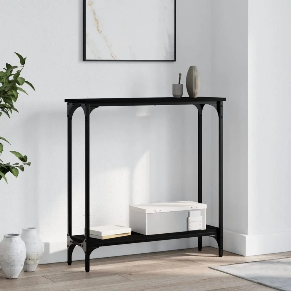 Tavolino Consolle Nero 75x22,5x75 Cm İn Legno Multistrato /