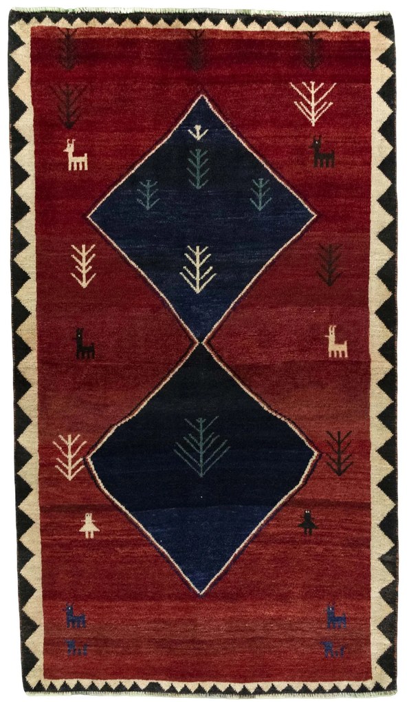 Gabbeh Tappeto 200x110 Rosso (Iran) Annodato A Mano