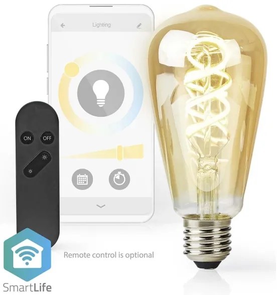 Nedis WIFILRT10ST64- Lampadina LED dimmerabile ST64 E27/4,9W/230V Wi-Fi 1800-6500K