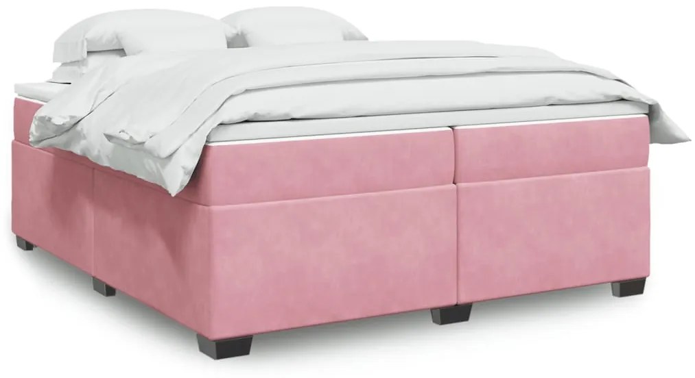 Giroletto A Molle Con Materasso Rosa 200x200 Cm İn Velluto /